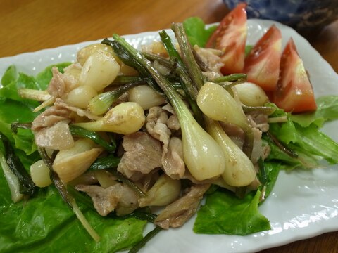 島らっきょうと豚肉のポン酢炒め♪